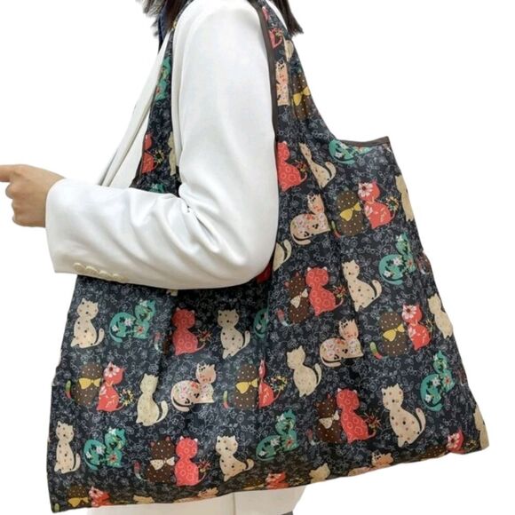Colorful Cat Print Tote Bag - Picture 3 of 10